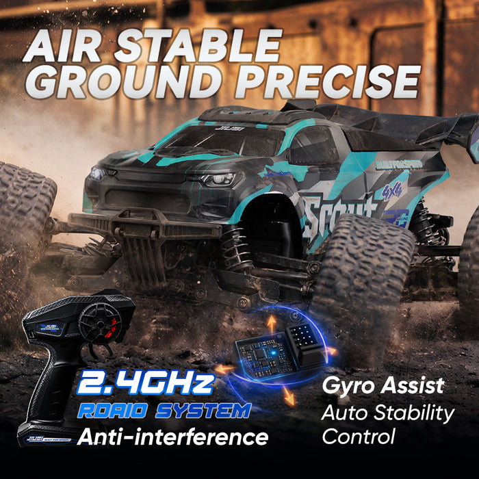 JIUSI SC10 1/10 RC Monster Truck - 50+mph Brushless 4WD Waterproof with 3S Battery RTR-1 battery