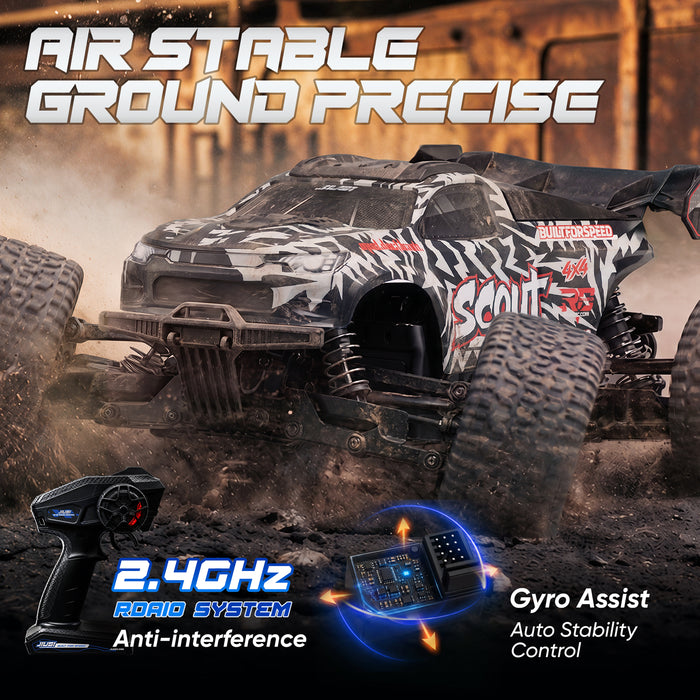 JIUSI SC10 1/10 RC Monster Truck - 50+mph Brushless 4WD Waterproof with 3S Battery RTR-1 battery
