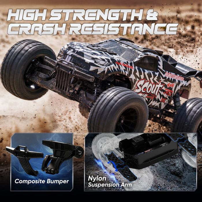 JIUSI SC10 1/10 RC Monster Truck - 50+mph Brushless 4WD Waterproof with 3S Battery RTR-1 battery