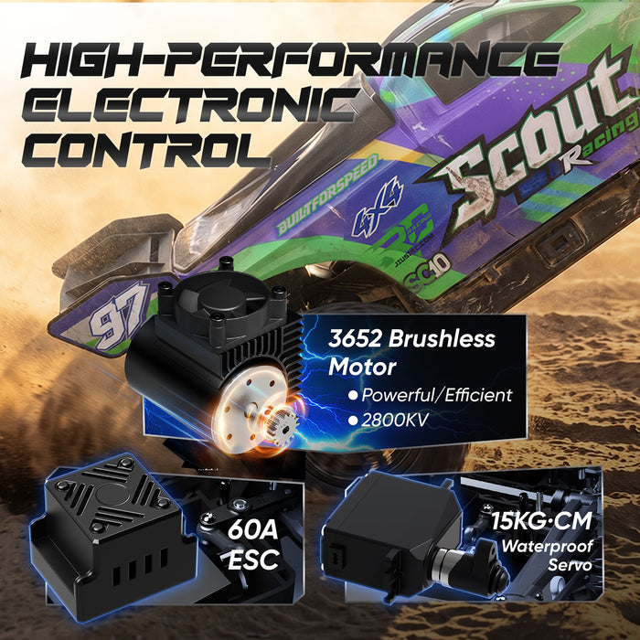 JIUSI SC10 1/10 RC Monster Truck - 50+mph Brushless 4WD Waterproof with 3S Battery RTR-1 battery