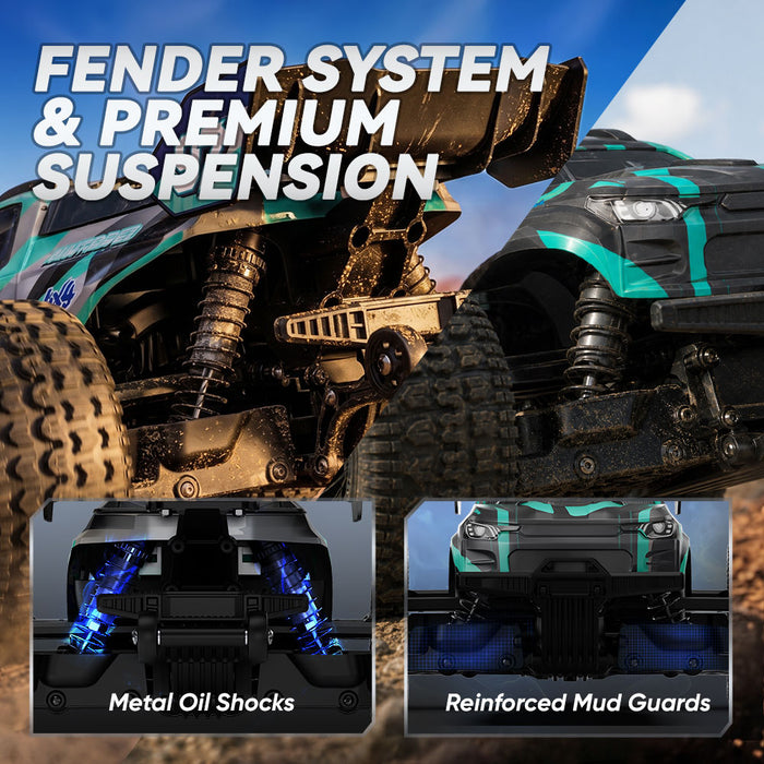 JIUSI SC10 1/10 RC Monster Truck - 50+mph Brushless 4WD Waterproof with 3S Battery RTR-1 battery