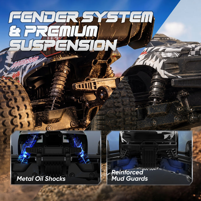 JIUSI SC10 1/10 RC Monster Truck - 50+mph Brushless 4WD Waterproof with 3S Battery RTR-1 battery