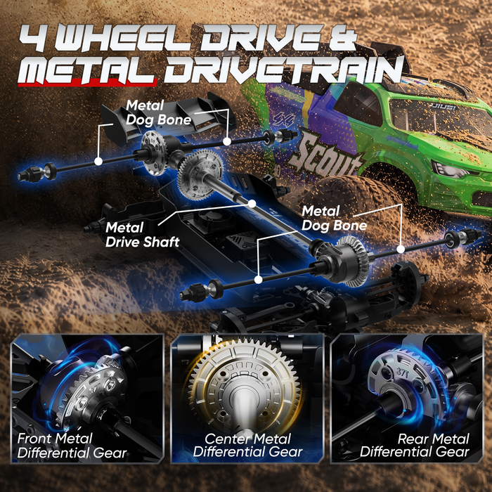 JIUSI SC10 1/10 RC Monster Truck - 50+mph Brushless 4WD Waterproof with 3S Battery RTR-1 battery