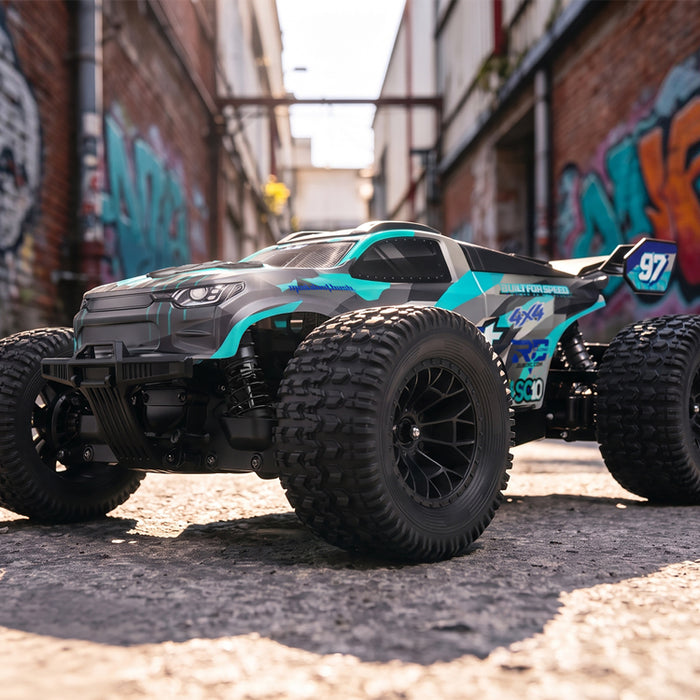 JIUSI SC10 1/10 RC Monster Truck - 50+mph Brushless 4WD Waterproof with 3S Battery RTR-1 battery