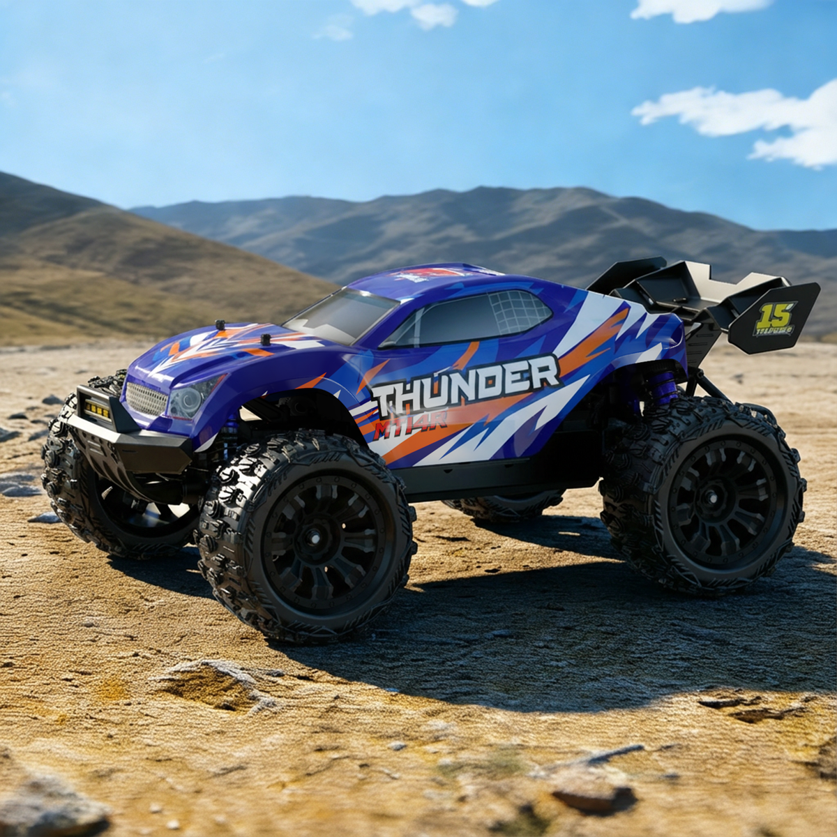 JIUSI MT14R 1/14 RC Monster Truck - 50mph Brushless 4WD Waterproof with 3S Battery RTR-2 Batteries