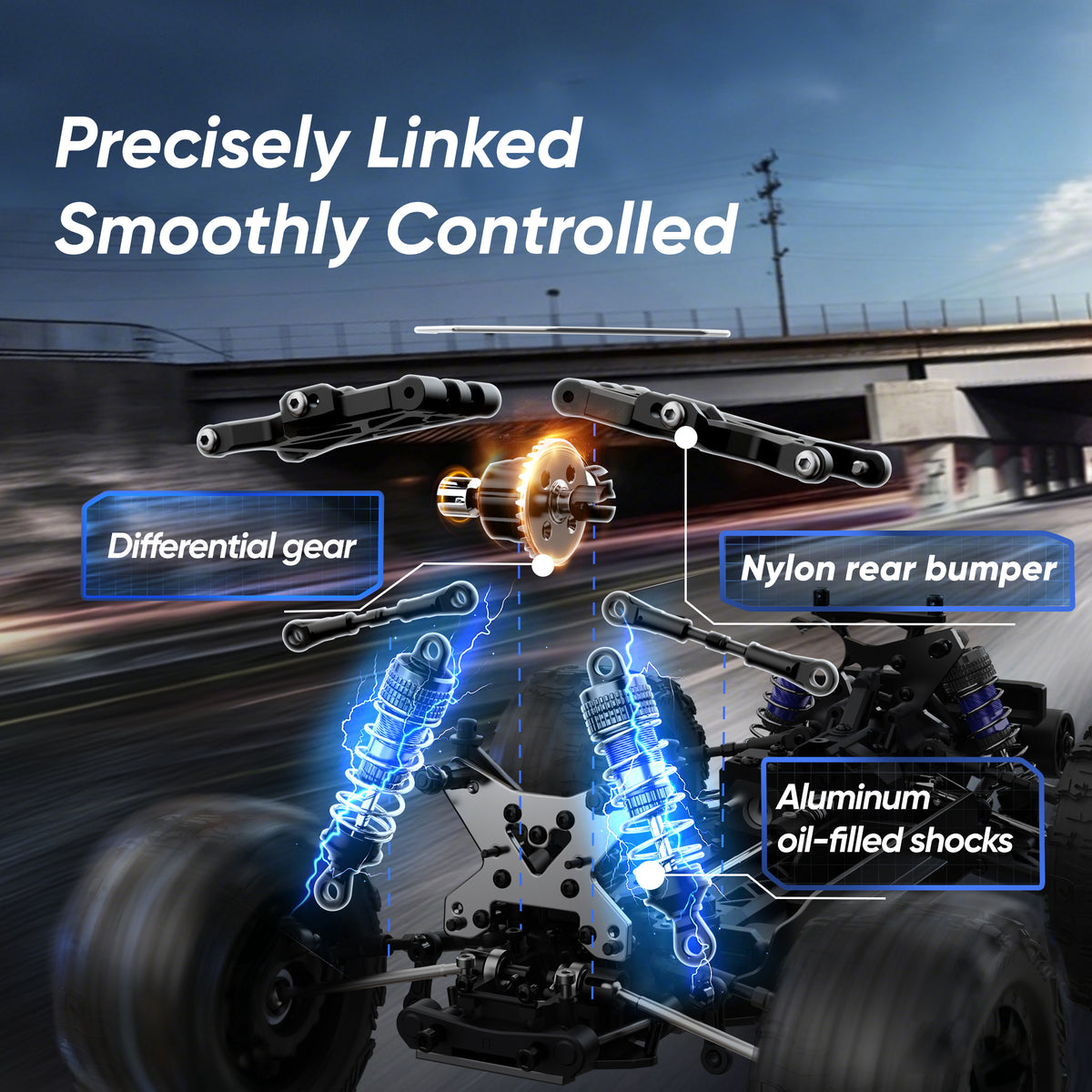 JIUSI PT14R 1/14 RC Monster Truck - 50mph Brushless 4WD Waterproof with 3S Battery RTR-2 Batteries