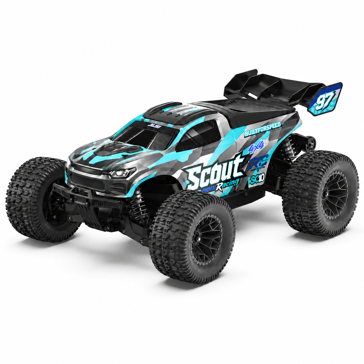 JIUSI SC10 1/10 RC Monster Truck - 50+mph Brushless 4WD Waterproof with 3S Battery RTR-1 Battery