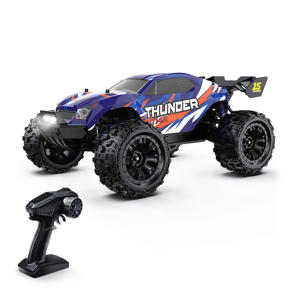 JIUSI MT14R 1/14 RC Monster Truck - 50mph Brushless 4WD Waterproof with 3S Battery RTR-2 Batteries