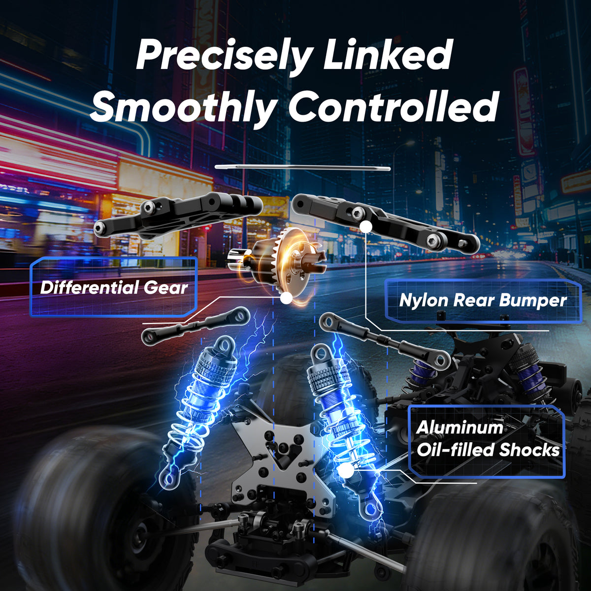 JIUSI MT14R 1/14 RC Monster Truck - 50mph Brushless 4WD Waterproof with 3S Battery RTR-2 Batteries