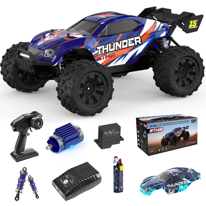 JIUSI MT14R 1/14 RC Monster Truck - 50mph Brushless 4WD Waterproof with 3S Battery RTR-1 battery