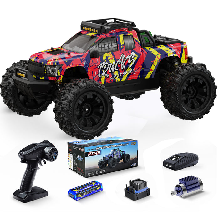 JIUSI PT14R 1/14 RC Monster Truck - 50mph Brushless 4WD Waterproof Remote Control Car with 3S Battery RTR-1 battery