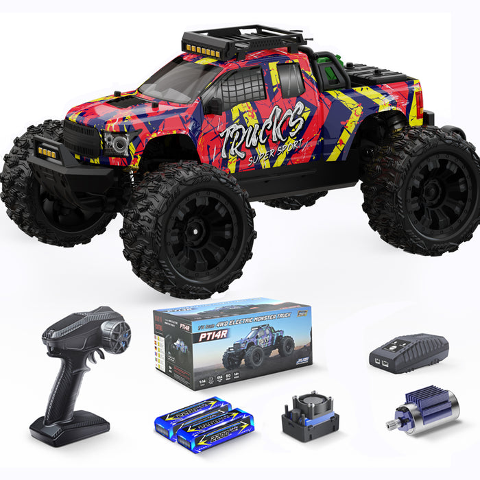 JIUSI PT14R 1/14 RC Monster Truck - 50mph Brushless 4WD Waterproof Remote Control Car with 3S Battery RTR-1 battery