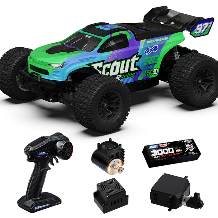 JIUSI SC10 1/10 RC Monster Truck - 50+mph Brushless 4WD Waterproof with 3S Battery RTR-1 battery
