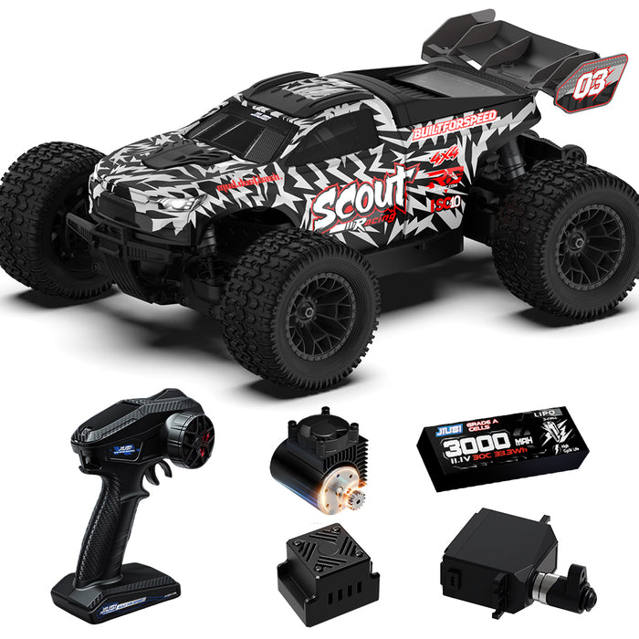 JIUSI SC10 1/10 RC Monster Truck - 50+mph Brushless 4WD Waterproof with 3S Battery RTR-1 battery