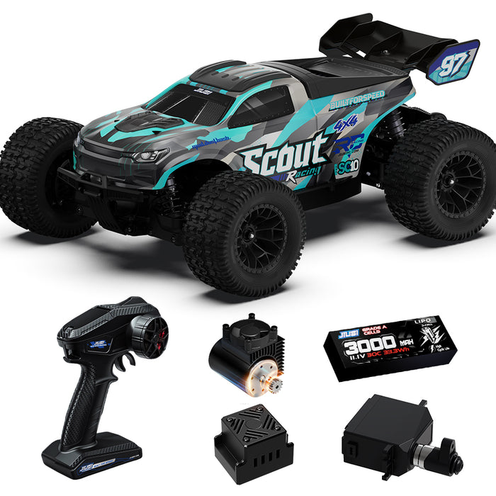 JIUSI SC10 1/10 RC Monster Truck - 50+mph Brushless 4WD Waterproof with 3S Battery RTR-1 battery